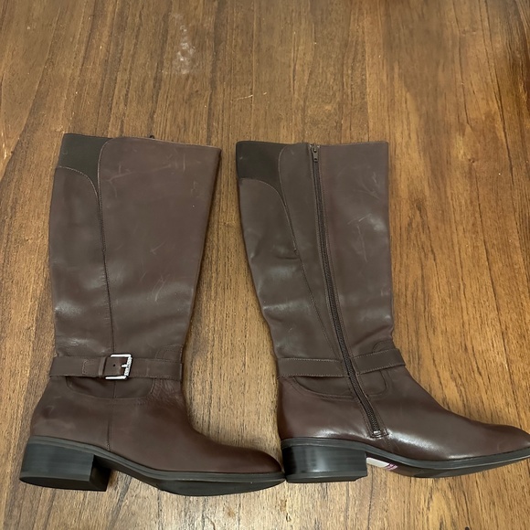 Ralph Lauren Brown Leather Riding Boots Wide Calf - Picture 1 of 10
